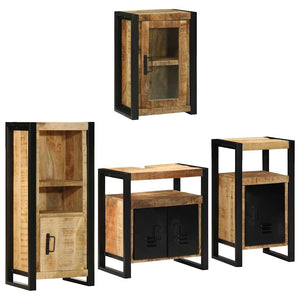 vidaXL Bathroom Furniture Set Wall-Mounted 4 pcs Brown Solid Mango Wood