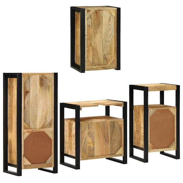 vidaXL Bathroom Furniture Set Wall-Mounted 4 pcs Brown Solid Mango Wood