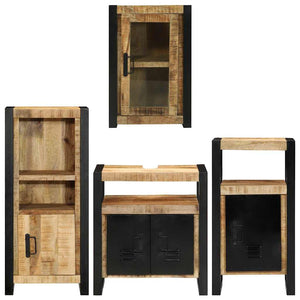 vidaXL Bathroom Furniture Set Wall-Mounted 4 pcs Brown Solid Mango Wood