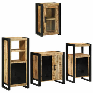 vidaXL Bathroom Furniture Set with Shelf 4 pcs Brown Solid Mango Wood