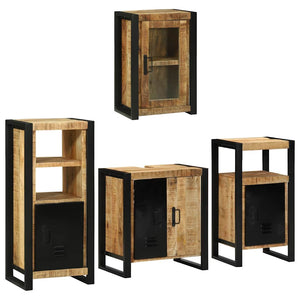 vidaXL Bathroom Furniture Set with Shelf 4 pcs Brown Solid Mango Wood
