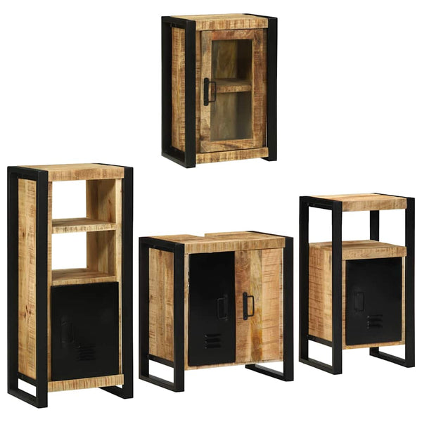 vidaXL Bathroom Furniture Set with Shelf 4 pcs Brown Solid Mango Wood