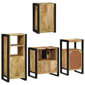 vidaXL Bathroom Furniture Set with Shelf 4 pcs Brown Solid Mango Wood
