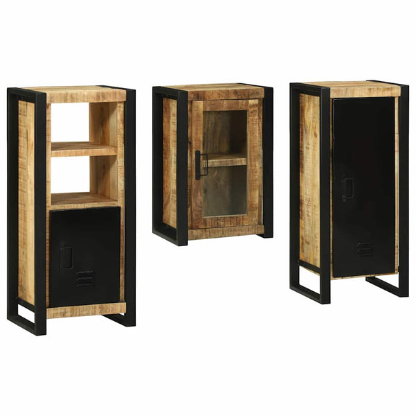 vidaXL Bathroom Furniture Set with Shelf 3 pcs Brown Solid Mango Wood
