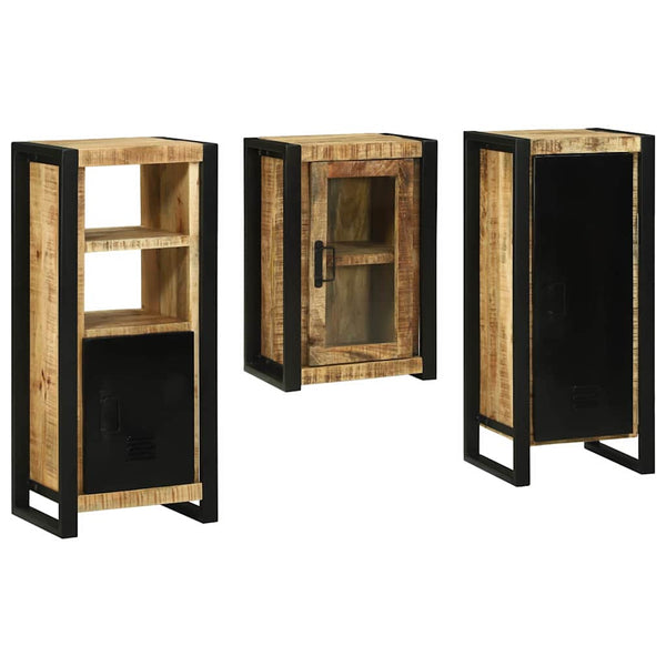vidaXL Bathroom Furniture Set with Shelf 3 pcs Brown Solid Mango Wood