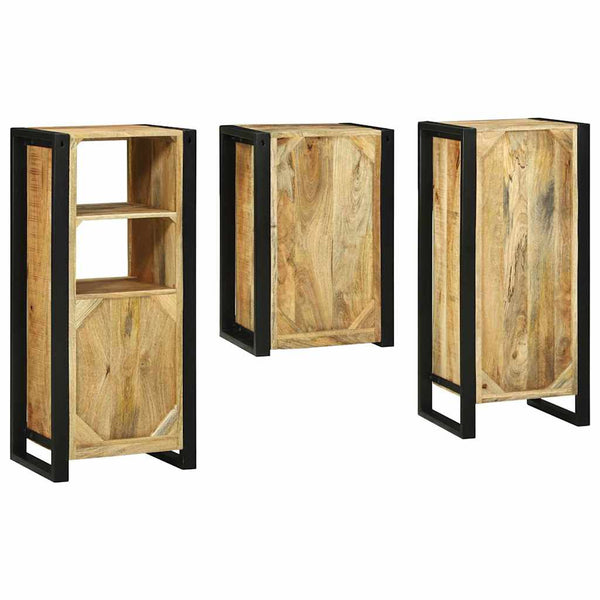 vidaXL Bathroom Furniture Set with Shelf 3 pcs Brown Solid Mango Wood