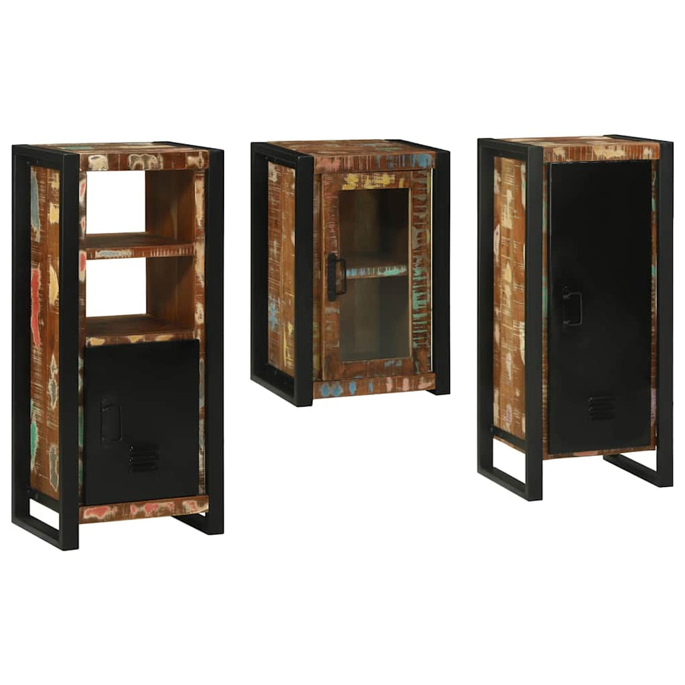 vidaXL Bathroom Furniture Set with Shelf 3 pcs Multicolor Solid Reclaimed Wood