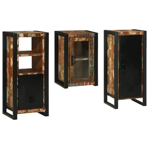 vidaXL Bathroom Furniture Set with Shelf 3 pcs Multicolor Solid Reclaimed Wood