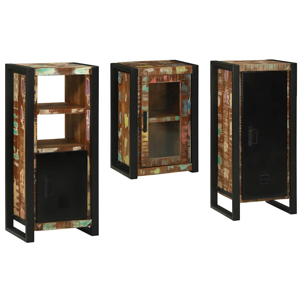 vidaXL Bathroom Furniture Set with Shelf 3 pcs Multicolor Solid Reclaimed Wood
