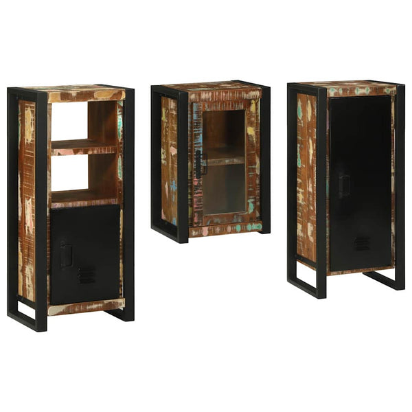vidaXL Bathroom Furniture Set with Shelf 3 pcs Multicolor Solid Reclaimed Wood