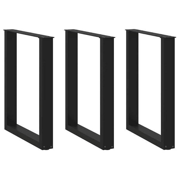 vidaXL Dining Table Legs U-Shape 3 pcs Black 70x(72-73) cm Steel