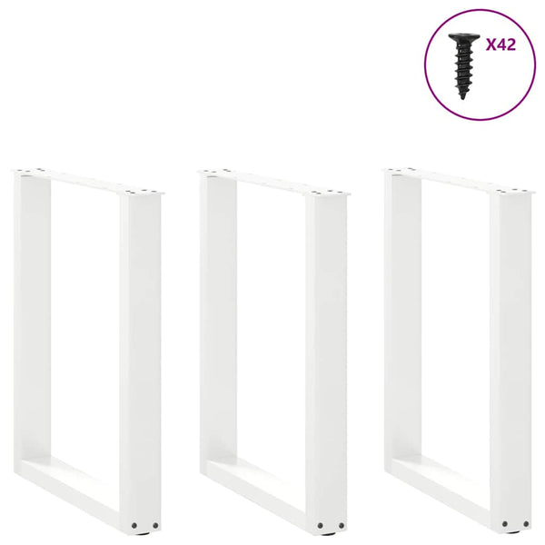 vidaXL Dining Table Legs U-Shape 3 pcs. White 70x(72-73) cm Steel