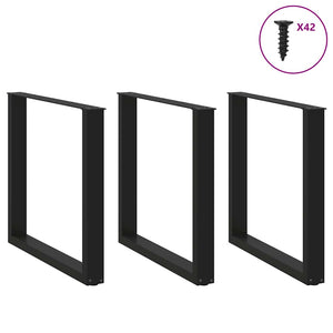 vidaXL Dining Table Legs U-shaped 3 pcs Black 80x(72-73) cm Steel