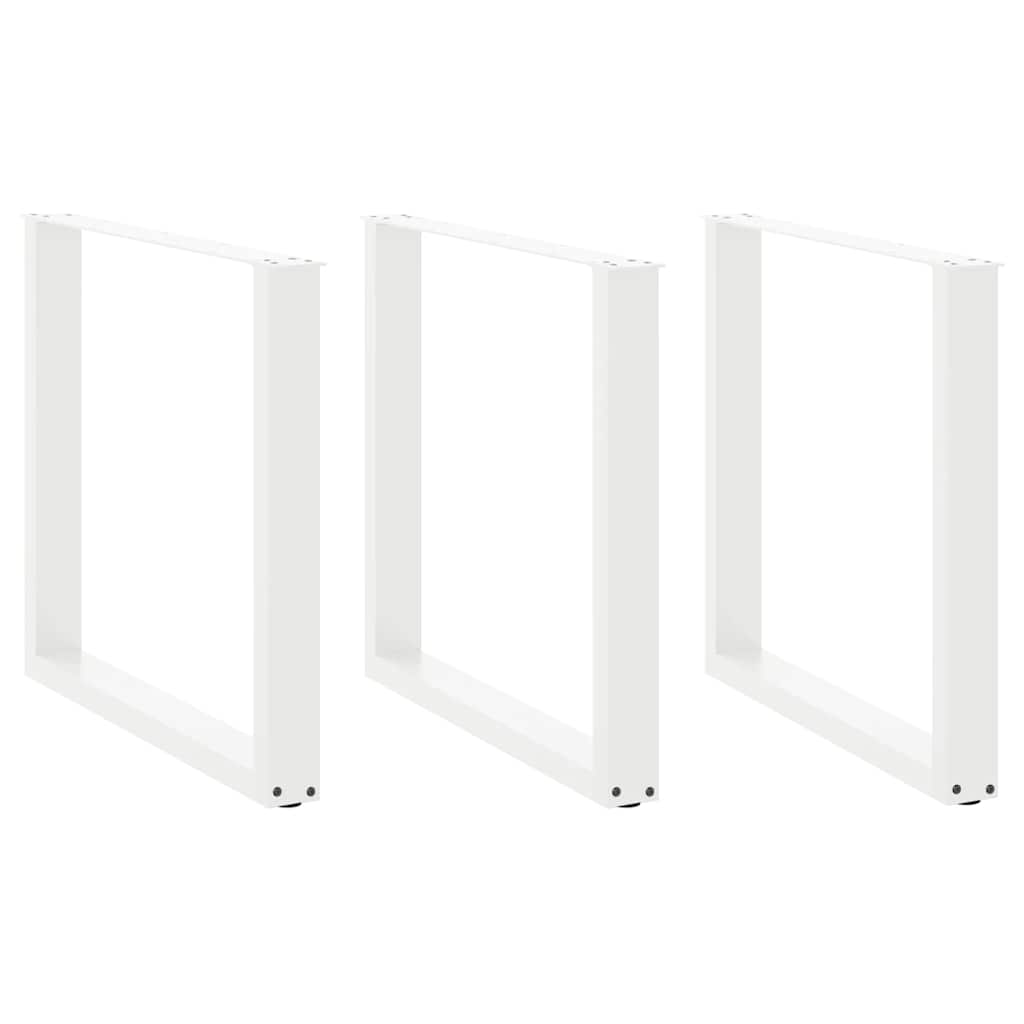 vidaXL Dining Table Legs U-shaped 3 pcs White 80x(72-73) cm Steel