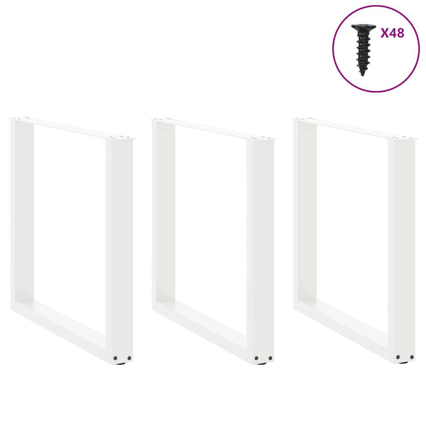 vidaXL Dining Table Legs U-shaped 3 pcs. White 90x(72-73) cm Steel