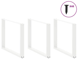 vidaXL Dining Table Legs U-shaped 3 pcs White 100x(72-73) cm Steel
