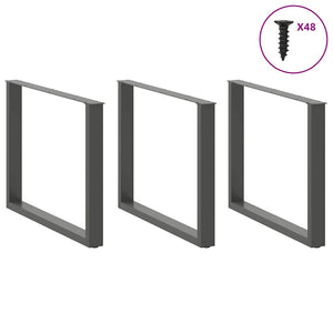 vidaXL Dining Table Legs U-Shape 3 pcs Anthracite 100x(72-73) cm Steel