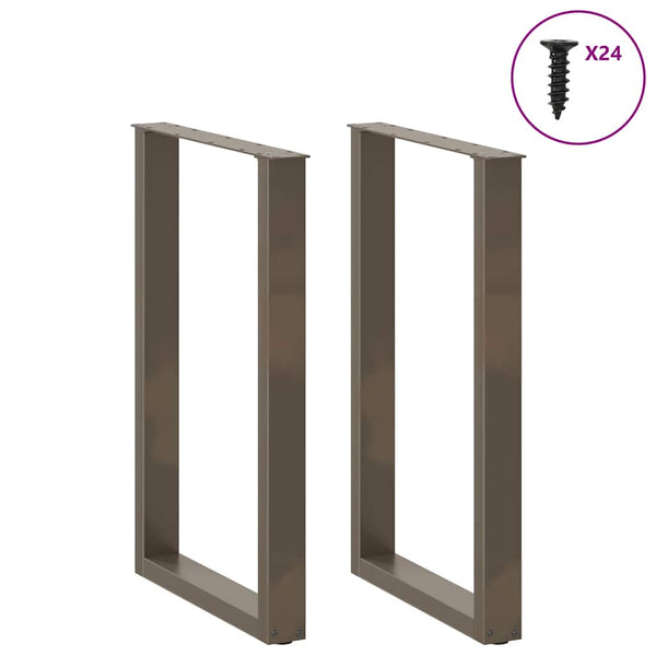 vidaXL Bar Table Legs U-shaped 2 pcs. Untreated Steel 60x(90-91) cm Steel