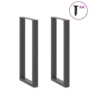 vidaXL Bar Table Legs U-shaped 2 pcs. Anthracite 40x(100-101) cm Steel