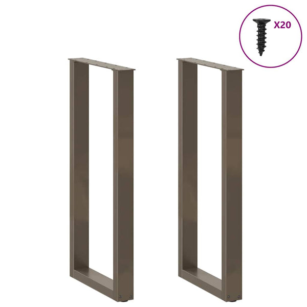 vidaXL Bar Table Legs U-shaped 2 pcs. Raw Steel 40x(100-101) cm Steel