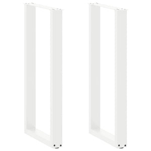 vidaXL Bar Table Legs U-Shaped 2 pcs. White 50x(100-101) cm Steel