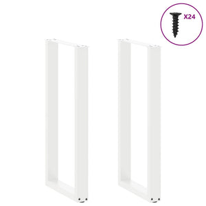 vidaXL Bar Table Legs U-Shaped 2 pcs. White 50x(100-101) cm Steel