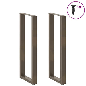 vidaXL Bar Table Legs U-Shape 2 pcs. Natural Steel 40x(110-111) cm Steel
