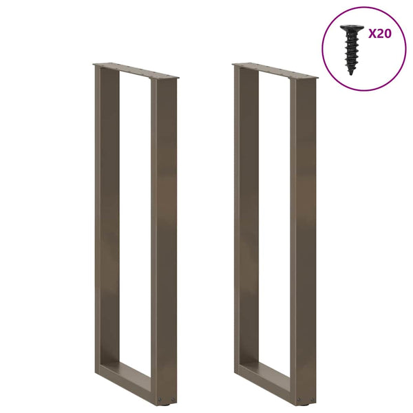 vidaXL Bar Table Legs U-Shape 2 pcs. Natural Steel 40x(110-111) cm Steel
