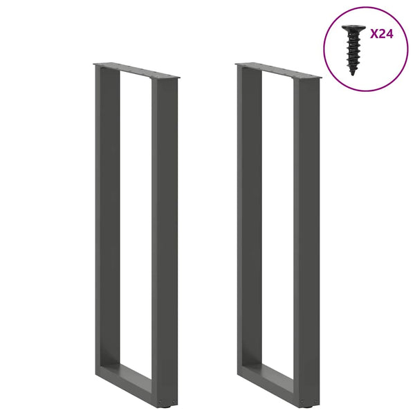vidaXL Bar Table Legs U-shaped 2 pcs Anthracite 50x(110-111) cm Steel