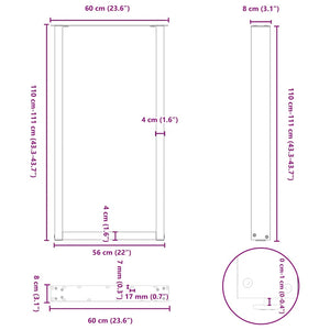 vidaXL Bar Table Legs U-Shape 2 pcs. Anthracite 60x(110-111) cm Steel