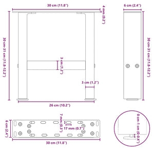 vidaXL Coffee Table Legs Anthracite 2 pcs. 30x(30-31) cm Steel
