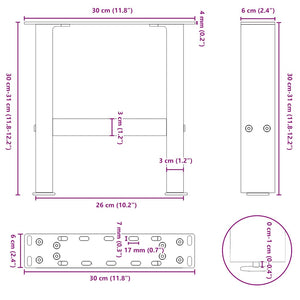vidaXL Coffee Table Legs Natural Steel 2 pcs. 30x(30-31) cm Steel