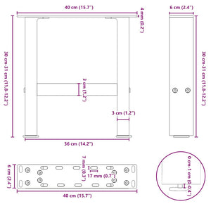 vidaXL Coffee Table Legs Black 2 pcs. 40x(30-31) cm Steel
