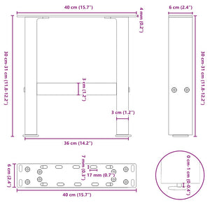 vidaXL Coffee Table Legs Anthracite 2 pcs. 40x(30-31) cm Steel