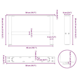 vidaXL Coffee Table Legs Anthracite 2 pcs. 50x(30-31) cm Steel