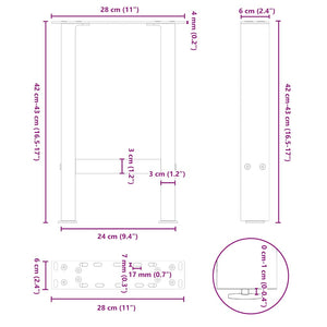 vidaXL Coffee Table Legs Anthracite 2 pcs. 28x(42-43) cm Steel
