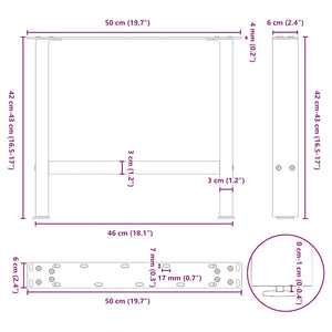vidaXL Coffee Table Legs Black 2 pcs. 50x(42-43) cm Steel