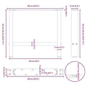 vidaXL Coffee Table Legs Anthracite 2 pcs. 60x(42-43) cm Steel