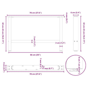 vidaXL Coffee Table Legs White 2 pcs. 70x(42-43) cm Steel