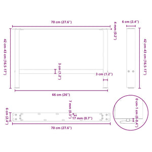 vidaXL Coffee Table Legs Anthracite 2 pcs. 70x(42-43) cm Steel