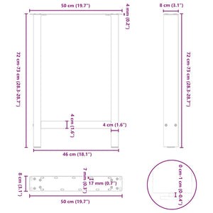 vidaXL Dining Table Legs White 2 pcs. 50x(72-73) cm Steel