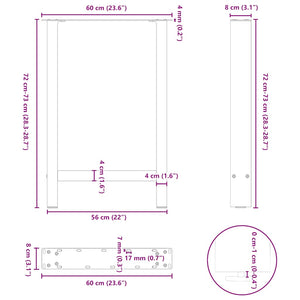 vidaXL Dining Table Legs Anthracite 2 pcs. 60x(72-73) cm Steel