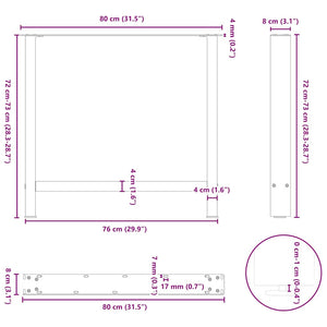 vidaXL Dining Table Legs Black 2 pcs 80x(72-73) cm Steel