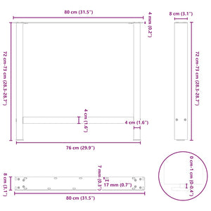 vidaXL Dining Table Legs White 2 pcs. 80x(72-73) cm Steel