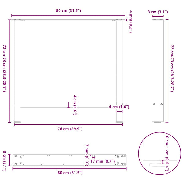 vidaXL Dining Table Legs White 2 pcs. 80x(72-73) cm Steel
