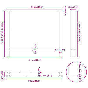 vidaXL Dining Table Legs White 2 pcs. 90x(72-73) cm Steel