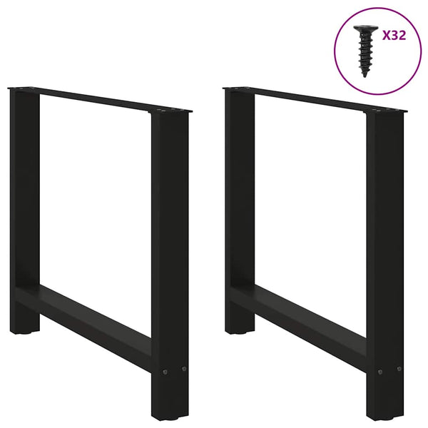 vidaXL Dining Table Legs Black 2 pcs. 100x(72-73) cm Steel