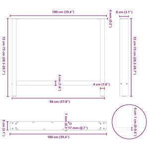 vidaXL Dining Table Legs Black 2 pcs. 100x(72-73) cm Steel