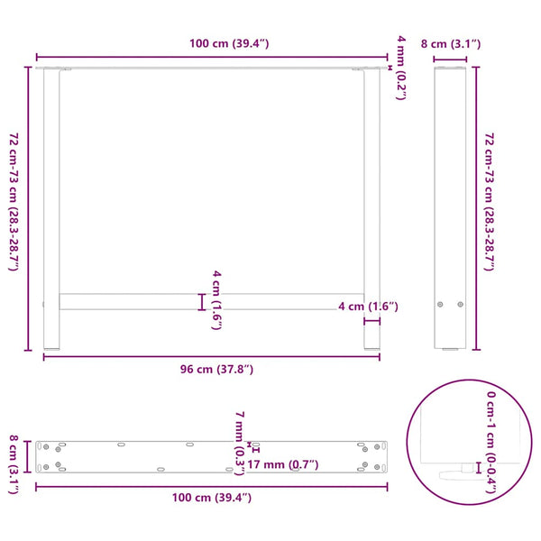 vidaXL Dining Table Legs White 2 pcs. 100x(72-73) cm Steel