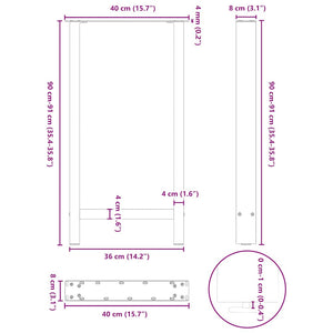 vidaXL Bar Table Legs White 2 pcs 40x(90-91) cm Steel